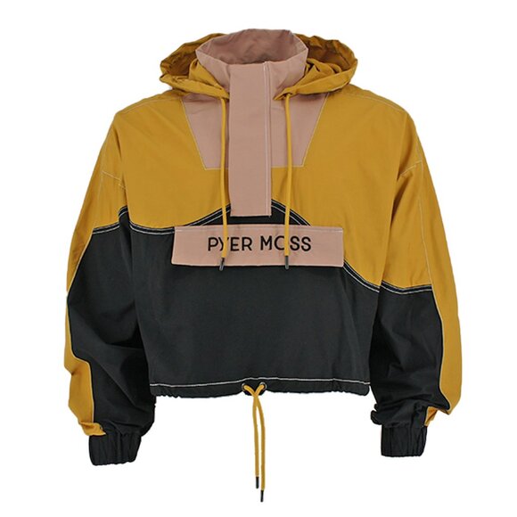 Pyer Moss Pullover Cropped Wave Hooded (Yellow) - Picture 1 of 3